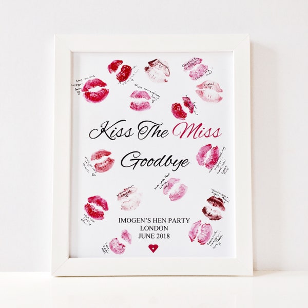 Kiss the miss goodbye, Hen do keepsake, Hens night supplies, Hens night games, Hen do ideas, Hen do UK, Hen weekend, Hen party game