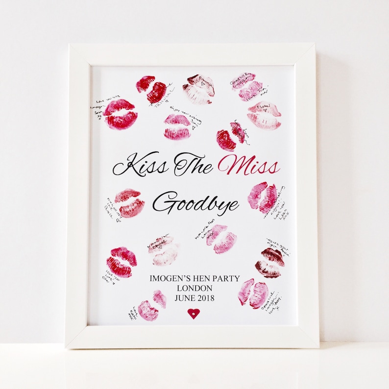 Kiss the miss goodbye, Hen do keepsake, Hens night supplies, Hens night games, Hen do ideas, Hen do UK, Hen weekend, Hen party game image 1