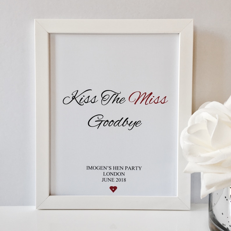 Kiss the miss goodbye, Hen do keepsake, Hens night supplies, Hens night games, Hen do ideas, Hen do UK, Hen weekend, Hen party game image 6