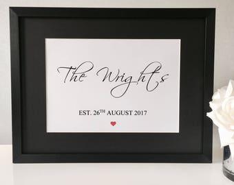 Wedding gift for couples - Framed wedding gift - Gift for newlyweds - Personalised wedding gift - Just married gift - gift for couples