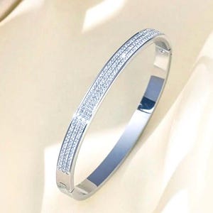 Brazalete de cristal de plata: Pulsera de circonita cúbica con diamantes de imitación