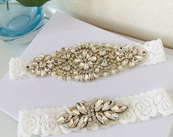 Wedding garter for bride crystal pearl vintage wedding garter white ivory lace garter belt