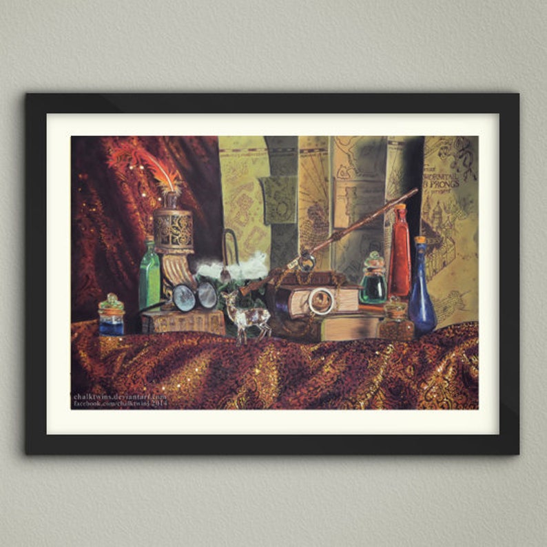 A Magical Still Life Geek Life ART PRINT Home Decor Gift for Nerds Geeks Canvas Poster Paper Print Halloween Magic image 4