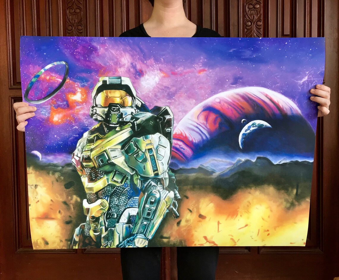 Halo Master Chief ART PRINT Halo Art Halo Wall Art Halo Etsy
