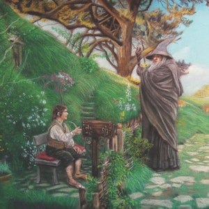 Un halfling y un mago ART PRINT, Arte de fantasía, Decoración nerd