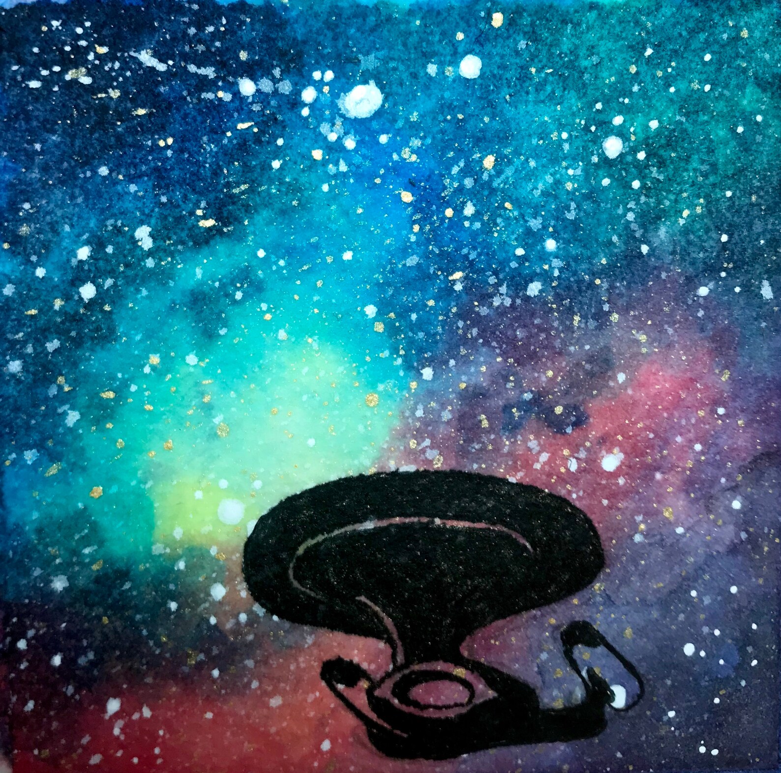 Enterprise ORIGINAL WATERCOLOR PAINTING Uss Enterprise Star Etsy