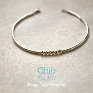 Bracelet code morse de l'Ohio en argent sterling