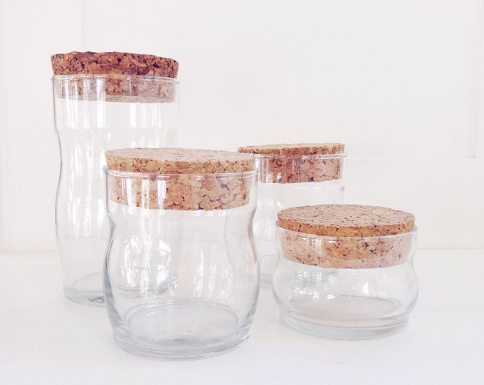 Vintage Glass Jars With Cork Lids Collection Etsy