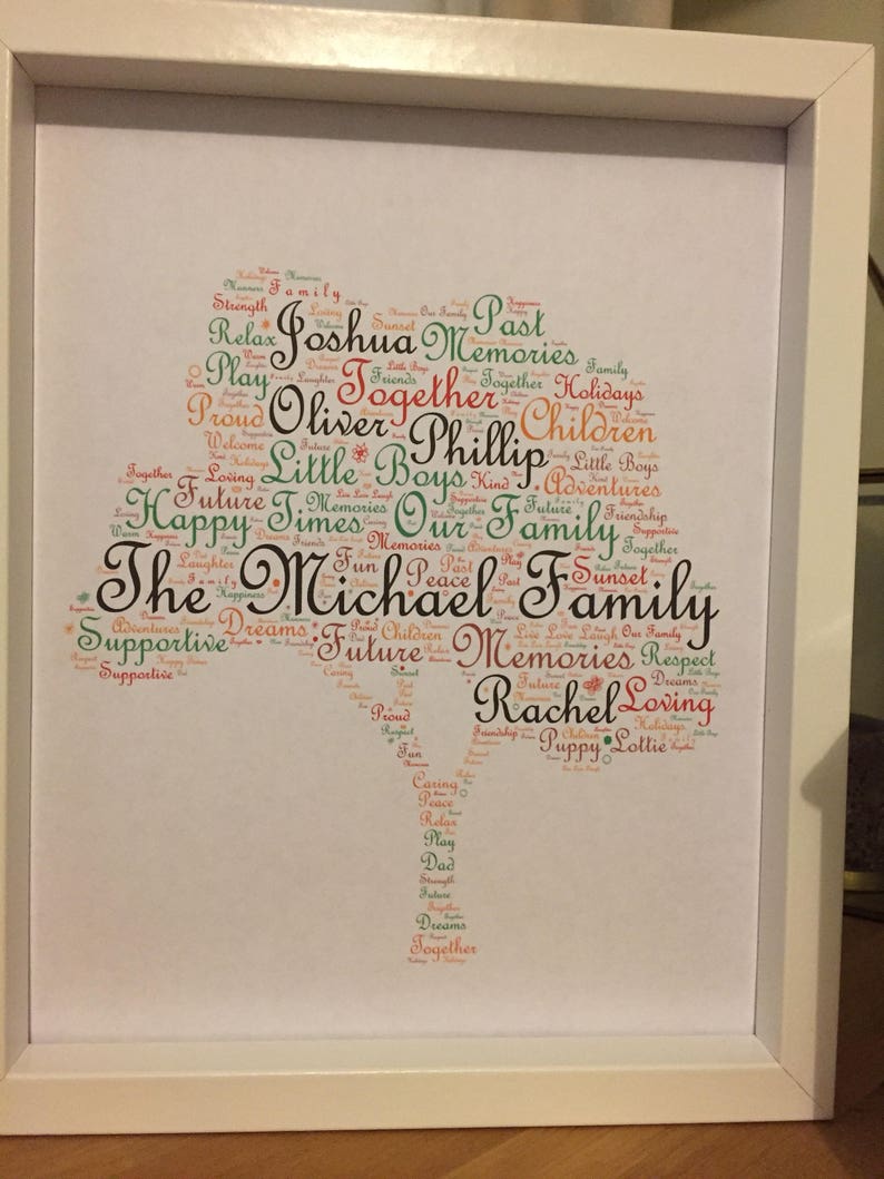 Family Tree Personalised Print Present Family Keepsake