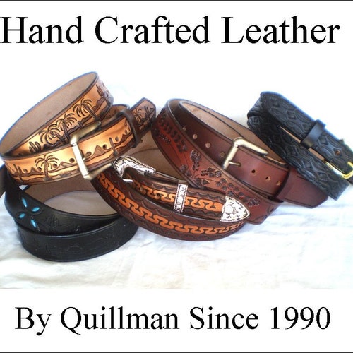 Texas leather hand trimmed made in USA GREAT belt Texas Prairie Handtooled Genuine Leather Belt. Made in  main image 4