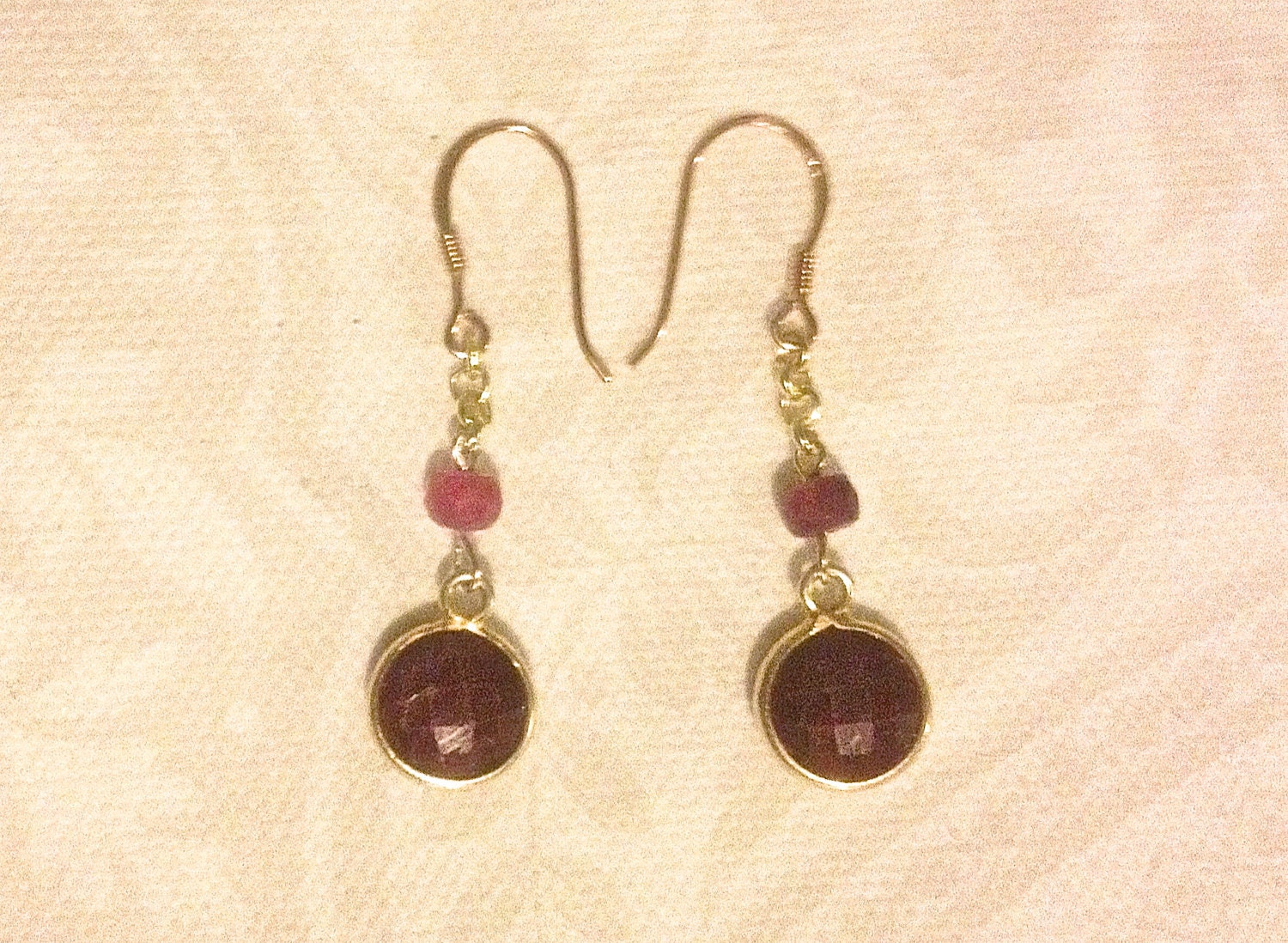 Bezel-set Faceted Ruby Coin Earrings in Gold Plated 925 Silver - Etsy