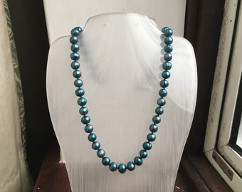 Teal Pearl Necklace - Etsy UK