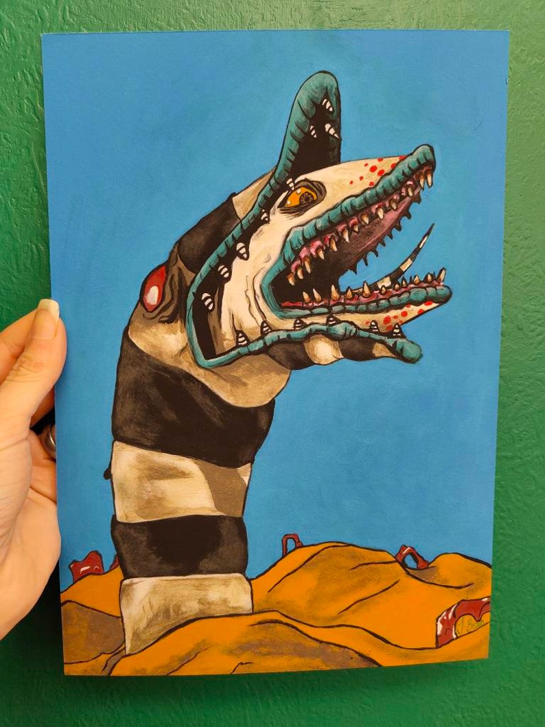 Sandworm Drawing Rference Art Print of My Sandworm Painting. A4 on Hemp Paper | Etsy