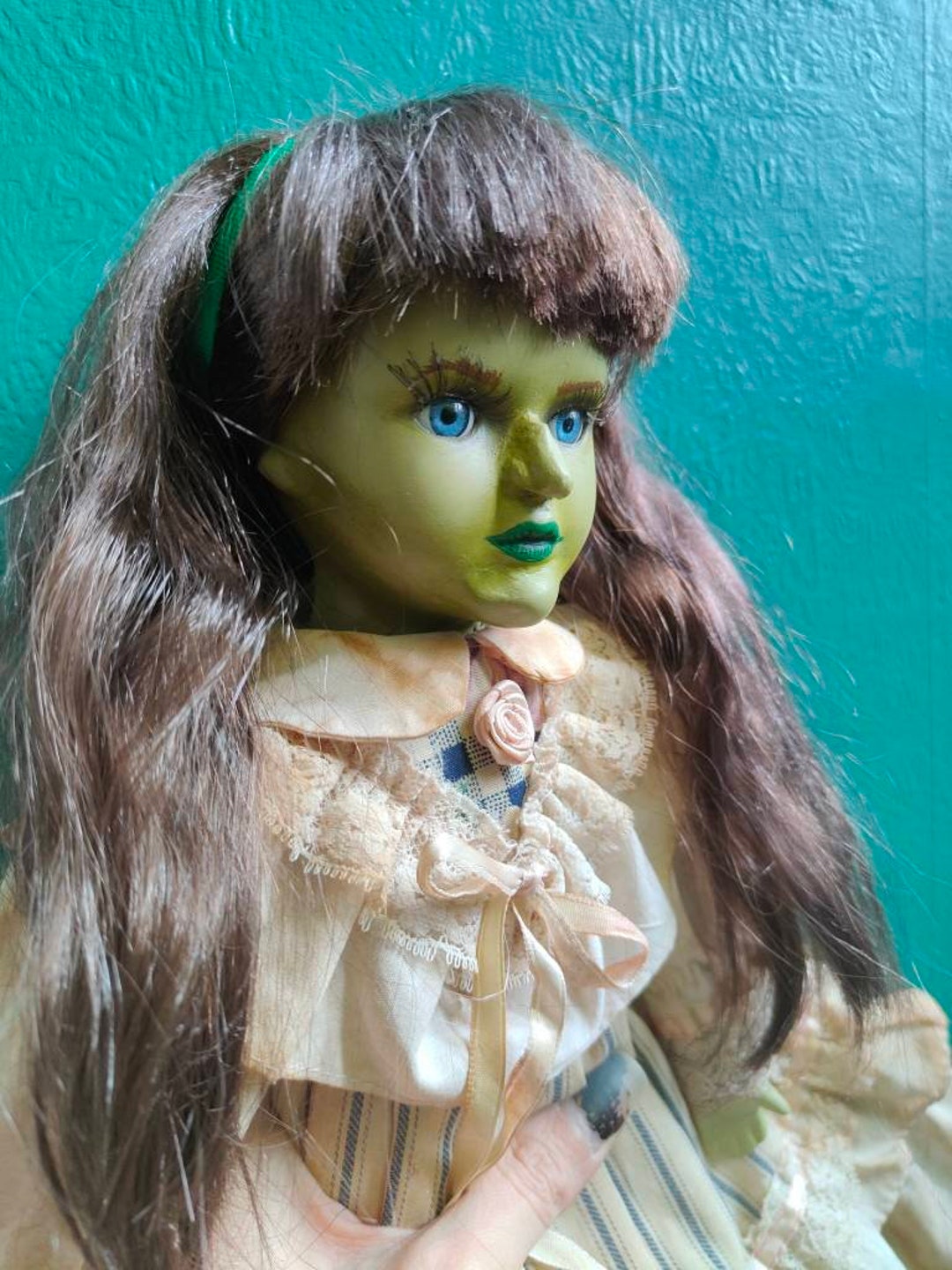 Ooak Porcelain Doll Repaint. Witch With Stand Etsy