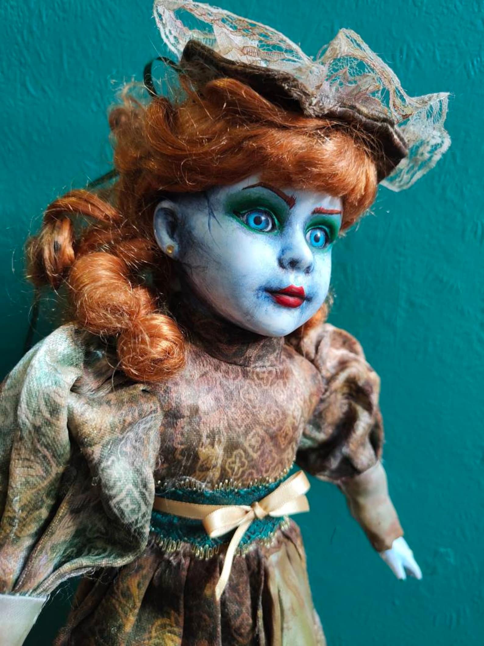 Vampire lady porcelain doll repaint. Gothic home decor. Etsy