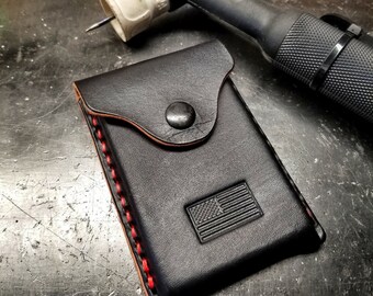 Embossed American Flag Leather Card Holder