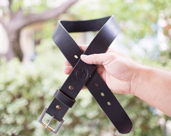 The Brute Black Belt | Full Grain Leather 1.5&quot; Belt | Men&#39;s Leather Belt | Wide Belt