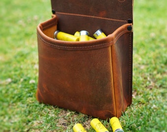 Leather Shotgun Shell Pouch | Shot Shell Cartridge Pouch | Shotgun Shell Holder