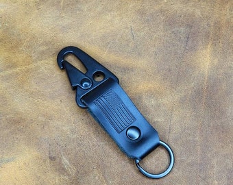 The Patriot - Small Leather Keychain - American Flag Keychain