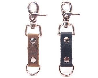 Handmade Chrome Clip Leather Keychain, Stoned Oil Leather