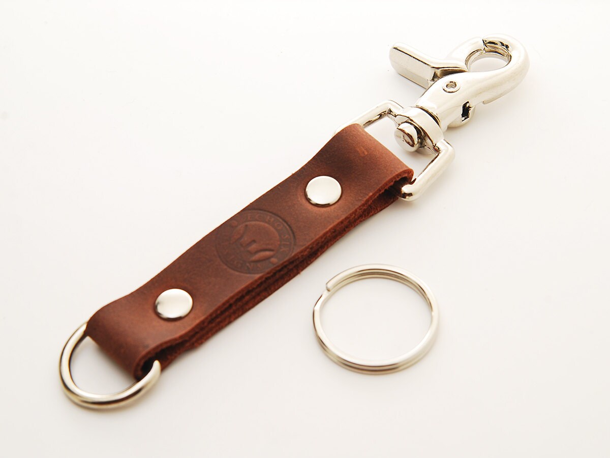 Chrome Stoned Oil Leather Belt Clip Keychain | Etsy