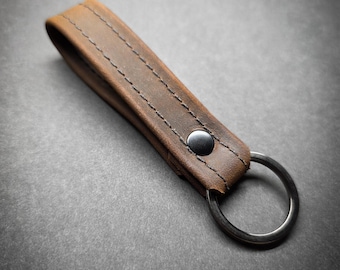 Heritage Leather Loop Stitched Keychain
