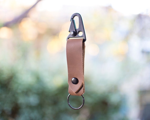 Tactical Stoned Oil Leather Keychain HK Belt Clip Leather Keychain  Key Holder