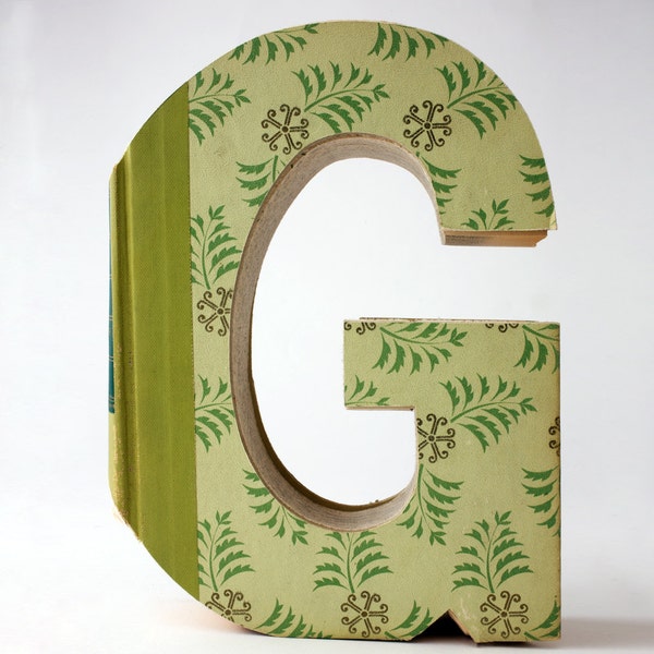 BOOK LETTER (G) Cut Book Letters, Book Art, Unique Engagement Gift, House Warming, Teacher Gift, New Baby Gift, Book Decor, Housewares,