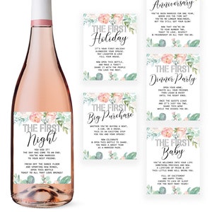 Bridal Shower Gift for the Couple, Wedding Milestone Wine Bottle Labels, Congratulations Engagement Wine Stickers