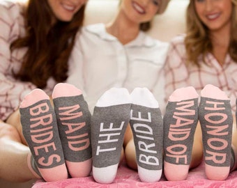 Wedding Socks, Bridesmaid Proposal Gift, Bride Socks, Maid of Honor Socks, Bridesmaid Socks