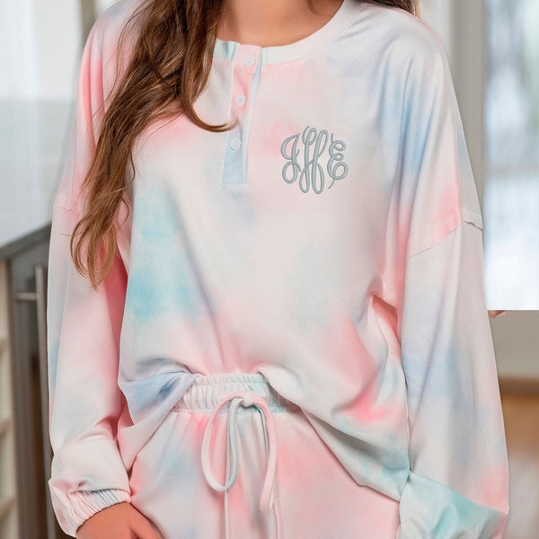 Personalized Tie-Dye Pajamas, TieDye Pjs, Comfortable Women's PJ Sets