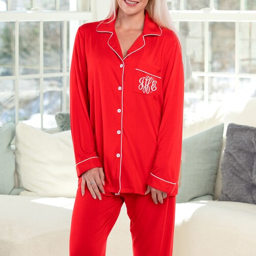 Personalized Pajamas for Women Red Pajama Set Monogrammed Etsy