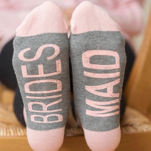 Bridesmaid Socks, The Bride Socks, Wedding Socks, Bridesmaid on Sole Socks, Bridal Socks, Bridal Party Socks, Wedding Party Socks,