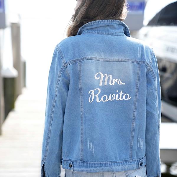 Personalized Jean Jacket, Custom Denim Jacket, Gift for Bride