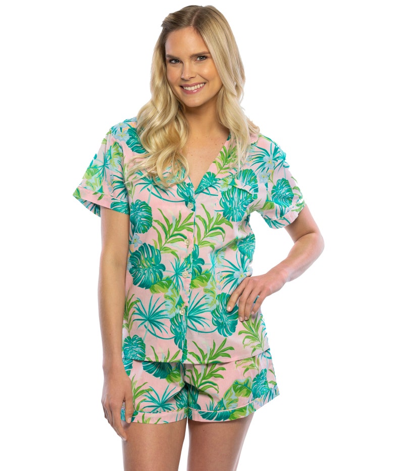 Tropical Pajamas Palm Leaf Print Tropical Bridesmaid Gift | Etsy