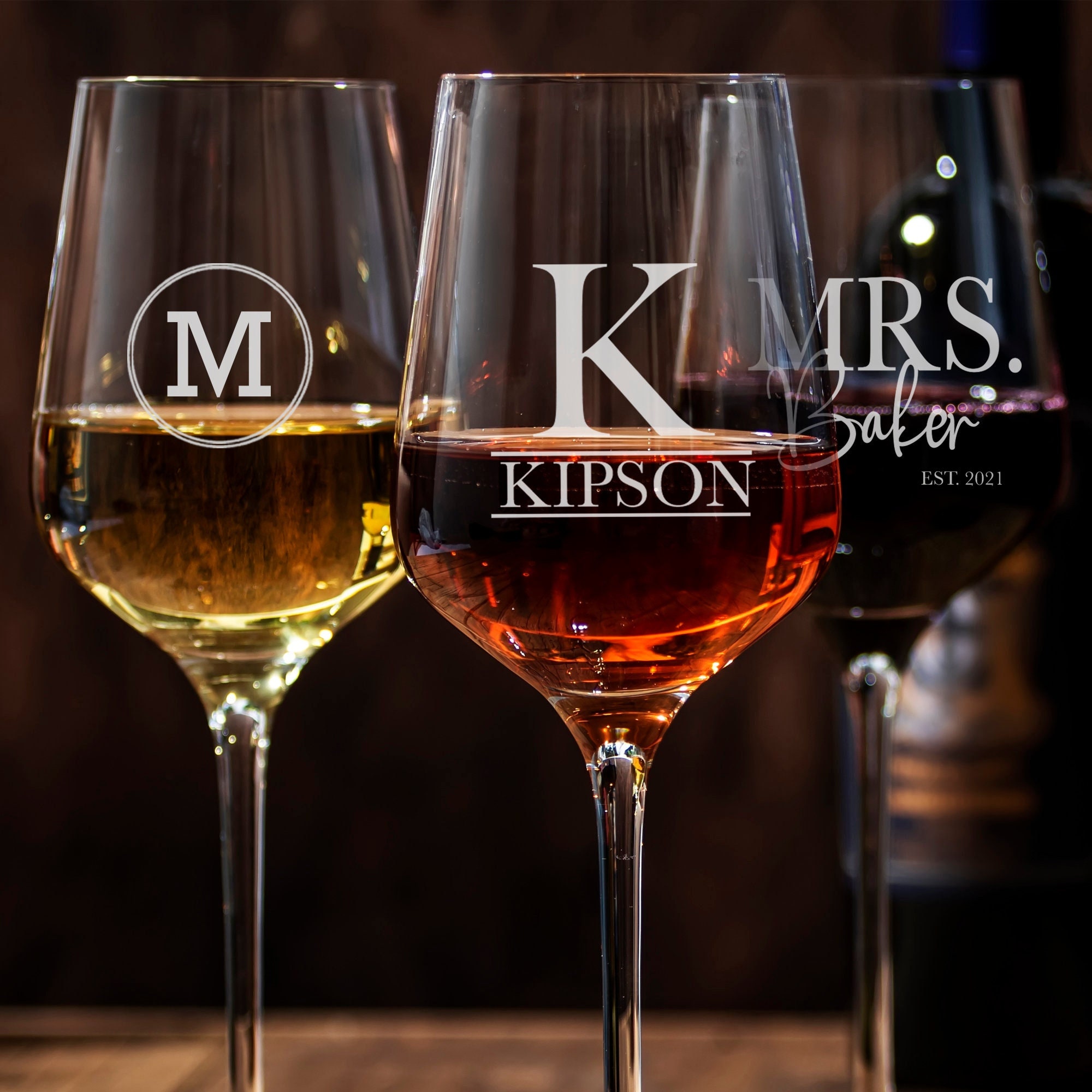 Glittered Wine Glass Monogram Wine Glasses, Custom Wine Glasses,  Personalized.