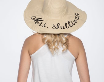 Personalized Floppy Hat | Monogrammed Floppy Beach Hat |  Honeymoon Floppy Hat | Honeymoon Sun Hat | Embroidered Sun Hat | Floppy Straw Hat