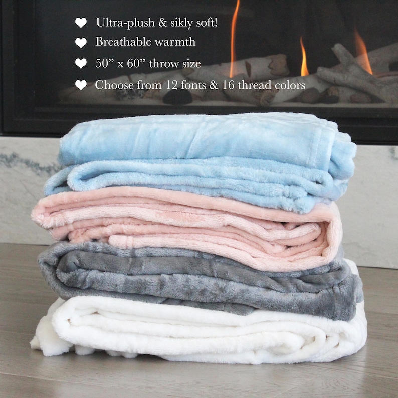 Personalized Fleece Throw Blanket: Monogrammed Name Gift, Couples Gift, Custom Stadium Blanket, Travel Throw image 7