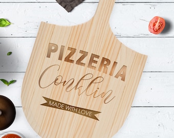Personalized Pizza Board, Custom Bridal Shower Gift, Housewarming Gift Gift Pizza Peel Made with Love