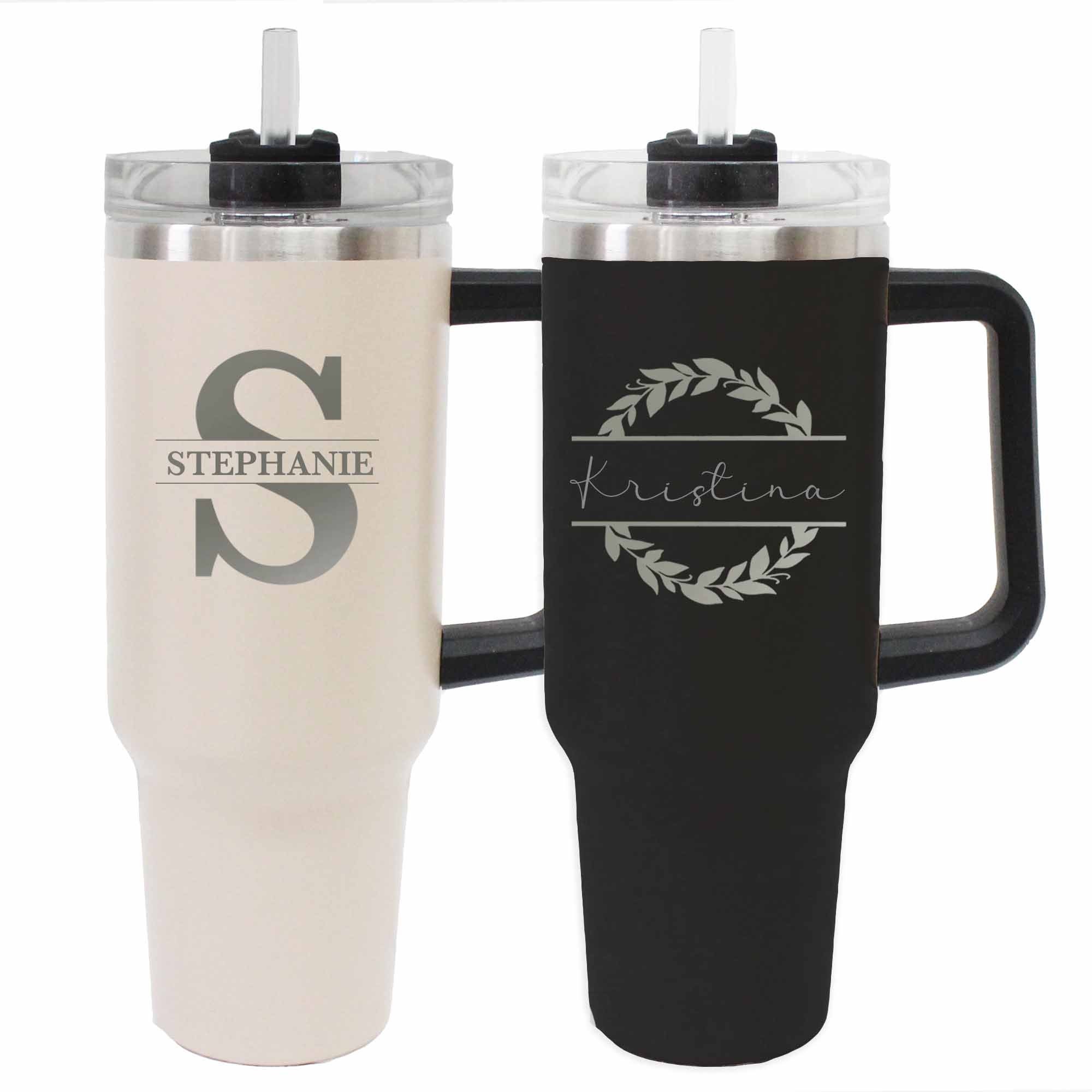 Personalized 40oz Tumbler with Handle & Straw, Custom Engraved Cup –  Giftsparkes