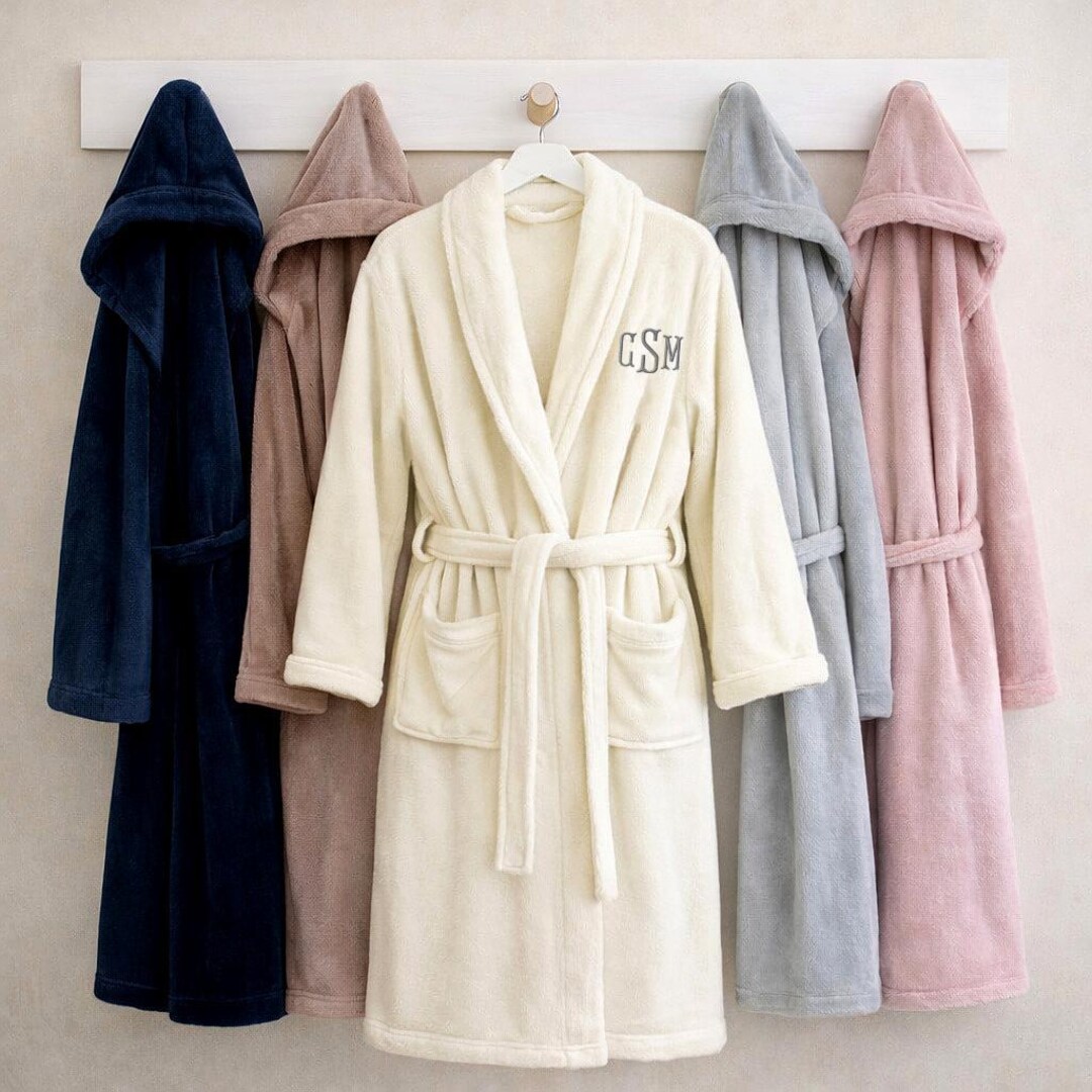 Personalized Fleece Robe, Embroidered Name Robe for Women, Plush Spa ...