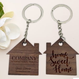 Custom Realtor Keychains, Closing Gift Real Estate, Realtor Marketing, Personalized New Home Keychain, Home Sweet Home
