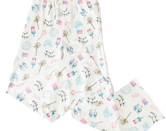 American Flag Pajamas, Patriotic print Pajama Set, Summer PJ's, Funny Shirt, USA Shirt, American Shirt