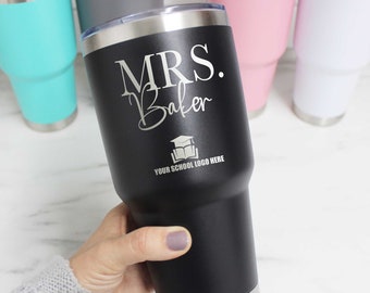 Teacher Appreciation Gift, Personalized Teacher Cup, Teacher Gift, Engraved Large 30oz Cup, Monogrammed Cup