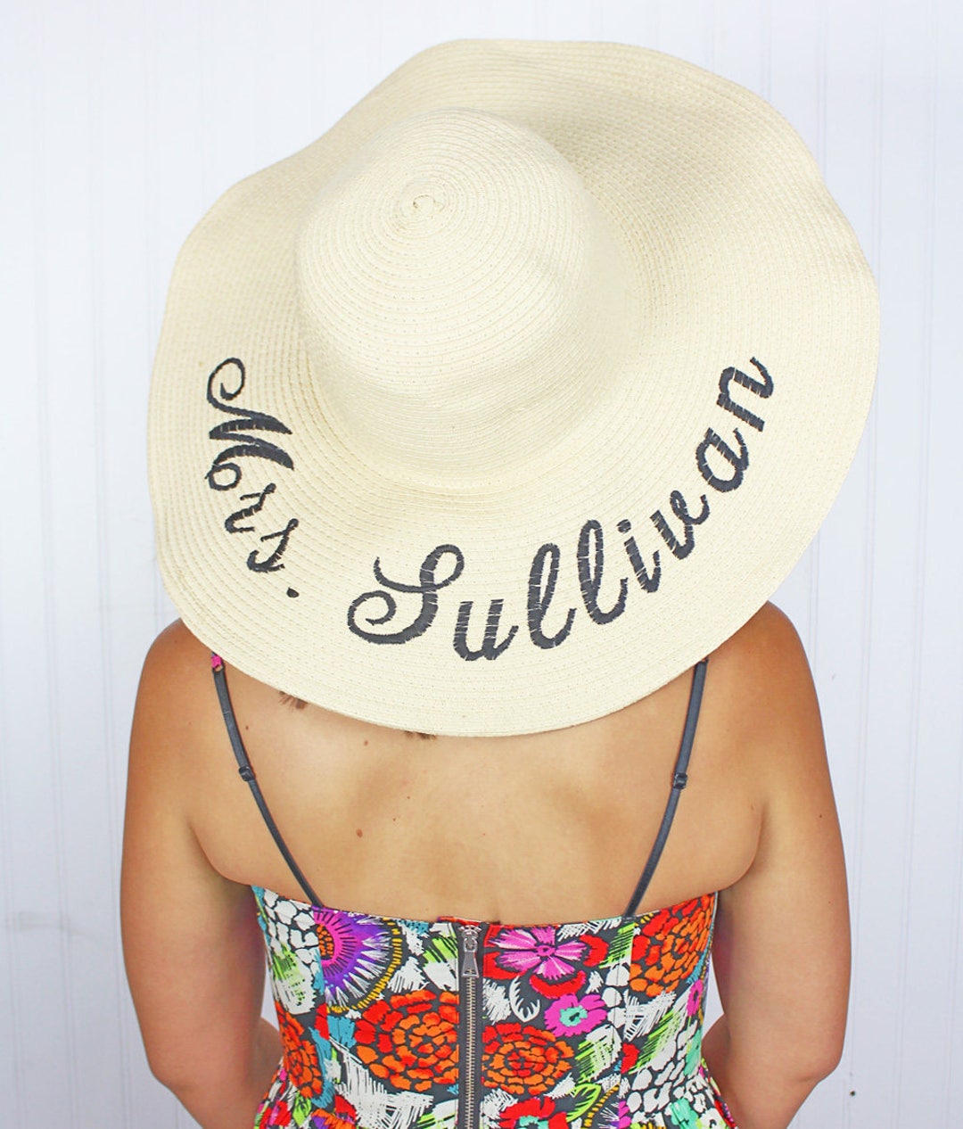 Personalized Floppy Hat Monogrammed Floppy Beach Hat Etsy