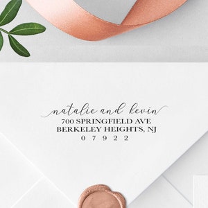 Calligraphy Return Address Stamp, Custom Self-inking Wedding Reply Stamper