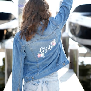 Bride Jacket Denim, Embroidered Bride Jean Jacket, Jean Jacket Wedding, Engagement Gift