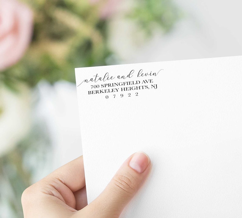 Calligraphy Return Address Stamp, Custom Self-inking Wedding Reply ...