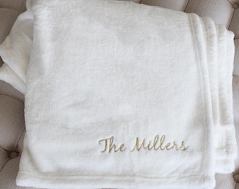 Personalized Fleece Throw Blanket: Monogrammed Name Gift, Couples Gift, Custom Stadium Blanket, Travel Throw