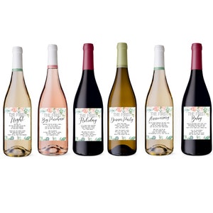 Bridal Shower Gift for the Couple, Wedding Milestone Wine Bottle Labels, Congratulations Engagement Wine Stickers image 3